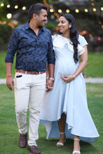 Load image into Gallery viewer, Two tone ruffle dress with floral embroidery