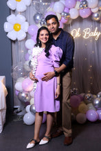 Load image into Gallery viewer, Puffed sleeve fit and flare dress with frills