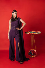 Load image into Gallery viewer, Jumpsuit with belted drapes and slit