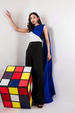 Load image into Gallery viewer, Color block jumpsuit with trailing drape