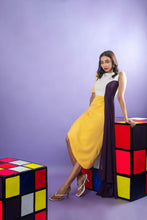 Load image into Gallery viewer, Color blocked asymmetric dress