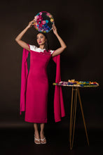 Load image into Gallery viewer, Straight cut midi dress with cape sleeves