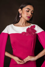 Load image into Gallery viewer, Straight cut midi dress with cape sleeves
