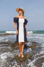 Load image into Gallery viewer, Color blocked dress with puffed sleeves