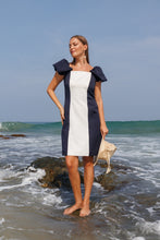 Load image into Gallery viewer, Color blocked dress with puffed sleeves