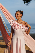 Load image into Gallery viewer, High low dress with 3D flowers