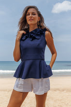 Load image into Gallery viewer, Peplum top with 3D flowers