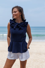 Load image into Gallery viewer, Peplum top with 3D flowers