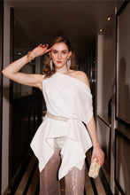 Load image into Gallery viewer, Embroidered drape top with ombre sequin pants