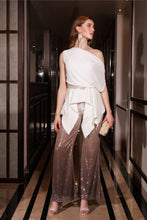 Load image into Gallery viewer, Embroidered drape top with ombre sequin pants