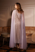 Load image into Gallery viewer, Embroidered gown with sheer cape