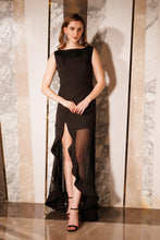 Load image into Gallery viewer, Beadwork yoke dress with ruffled slit