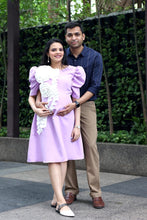 Load image into Gallery viewer, Puffed sleeve fit and flare dress with frills