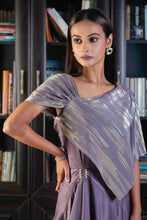 Load image into Gallery viewer, Pleated metallic foil drape dress