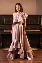 Load image into Gallery viewer, Pleated short long gown with roses embroidery
