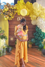 Load image into Gallery viewer, High low dress with rose and belt