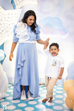 Load image into Gallery viewer, Fuchsia high low handkerchief hem dress with side cowls