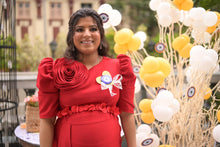 Load image into Gallery viewer, High low dress with rose and belt