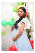 Load image into Gallery viewer, Two tone ruffle dress with floral embroidery