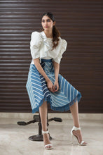 Load image into Gallery viewer, Chevron denim midi skirt - Pranati Kejriwall