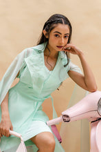 Load image into Gallery viewer, Wrap dress with cape sleeves