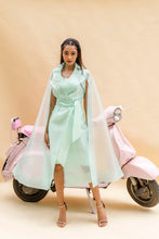 Load image into Gallery viewer, Wrap dress with cape sleeves