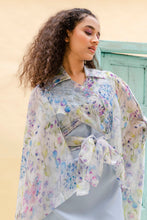 Load image into Gallery viewer, Dress with printed wrap cape