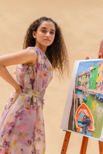Load image into Gallery viewer, Floral printed drape dress