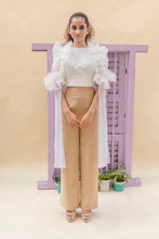 Load image into Gallery viewer, Cold shoulder ruffle top with drape