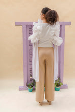 Load image into Gallery viewer, Cold shoulder ruffle top with drape