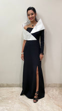 Load image into Gallery viewer, Color blocked gown with attached wrap and slit