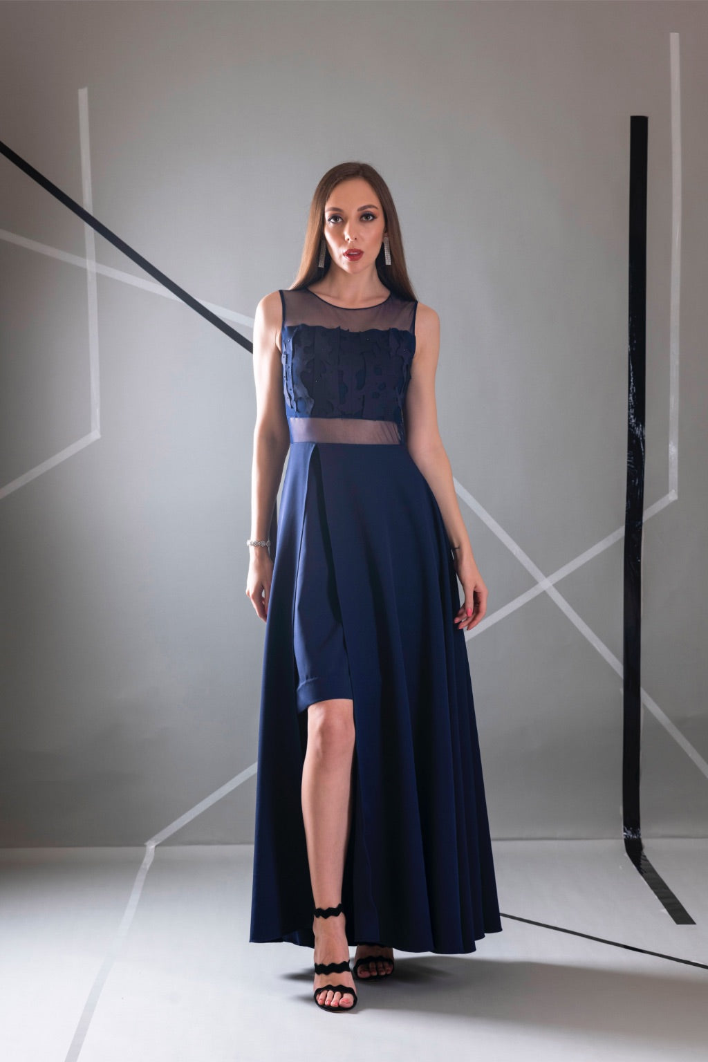 white christmas dresses Sheer panel dress with laser cut work – Pranati Kejriwall
