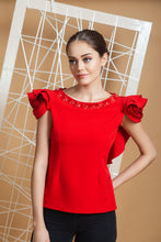 Load image into Gallery viewer, Rosette top with ruffle - Pranati Kejriwall