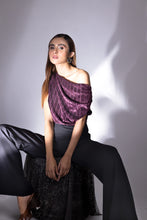 Load image into Gallery viewer, Metallic velvet drape jumpsuit