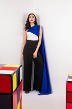 Load image into Gallery viewer, Color block jumpsuit with trailing drape
