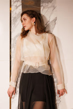 Load image into Gallery viewer, Glitter overlap shirt with sheer skirt
