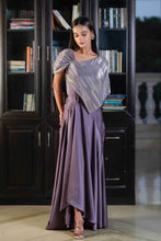 Load image into Gallery viewer, Pleated metallic foil drape dress
