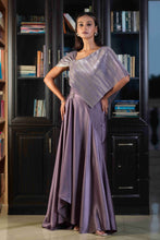 Load image into Gallery viewer, Pleated metallic foil drape dress
