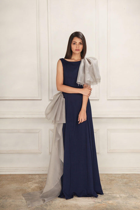 Navy & Grey A line Gown
