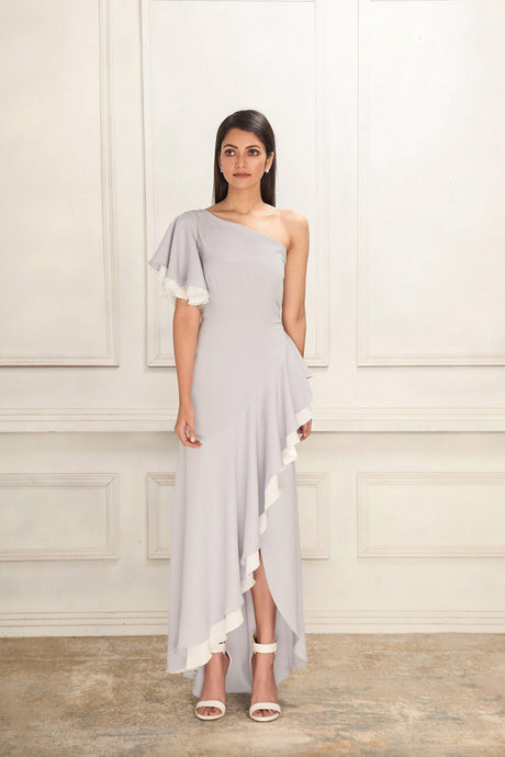 Fiona drape dress with contrast layering - Pranati Kejriwall