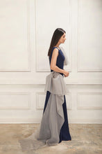 Load image into Gallery viewer, Navy &amp; Grey A line Gown
