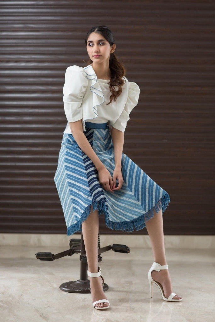 Only Alma Chevron Pleated Midi Skirt | iCLOTHING - iCLOTHING