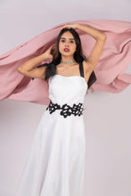 Load image into Gallery viewer, Midi dress with cutwork and tie up bow - Pranati Kejriwall

