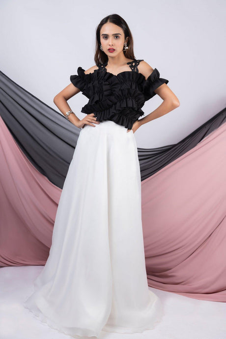 Cocktail gown with ruffles and sequin - Pranati Kejriwall