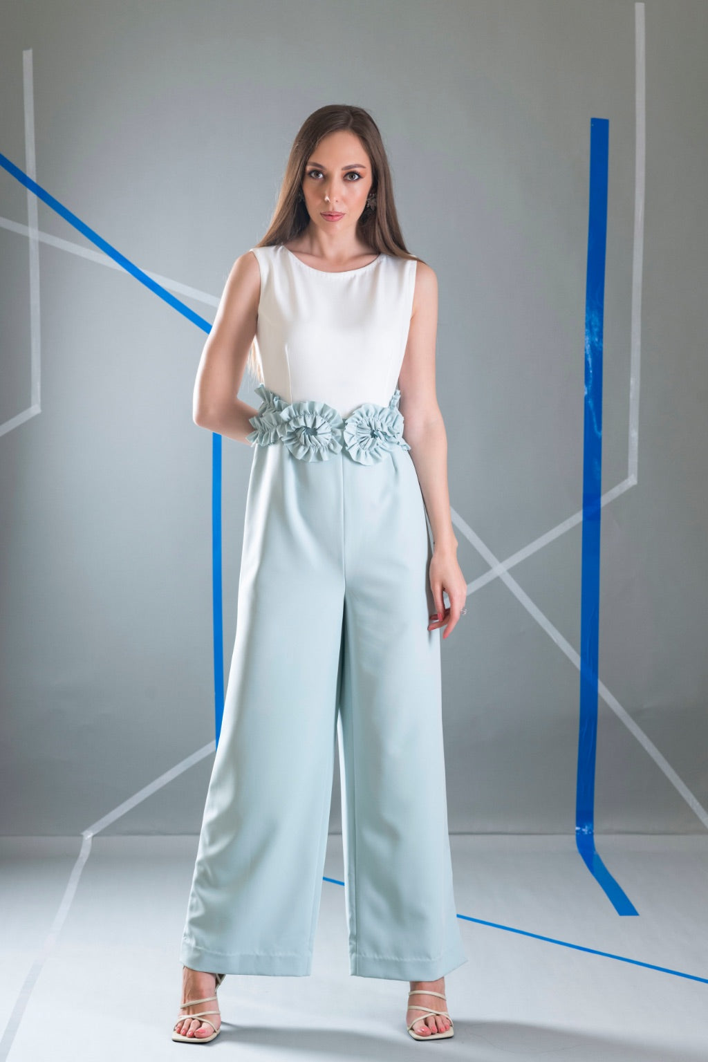 Jumpsuit with frills on waist