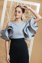 Load image into Gallery viewer, Helene cold shoulder ruffle jumpsuit - Pranati Kejriwall
