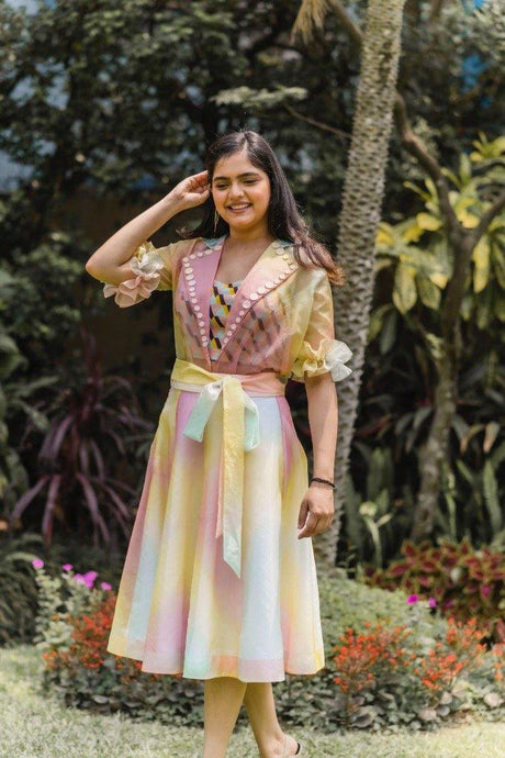 Multicolor ombre panelled midi skirt - Pranati Kejriwall